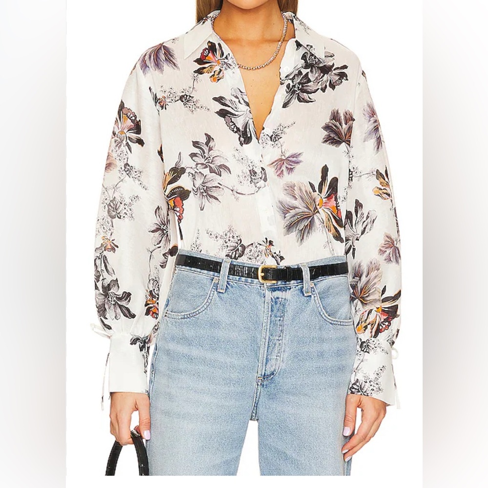 AllSaints Leyla Lilly Shirt – Stone White – Size US 0 / UK 4 – NWT